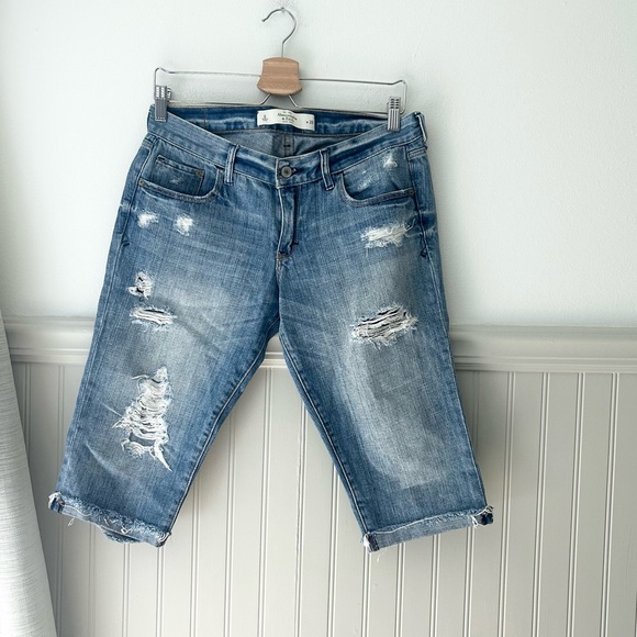 Abercrombie & Fitch Pants - Y2K Abercrombie & Fitch Size 6 Long Bermuda Blue Distressed Jean Shorts